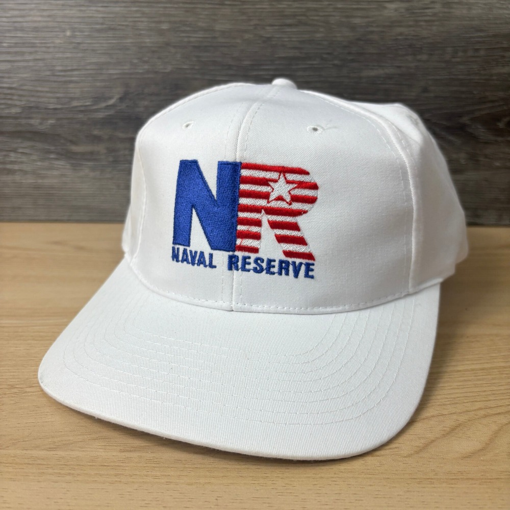 Vintage Naval Reserve Hat Cap Snap Back White Trucker Adjustable